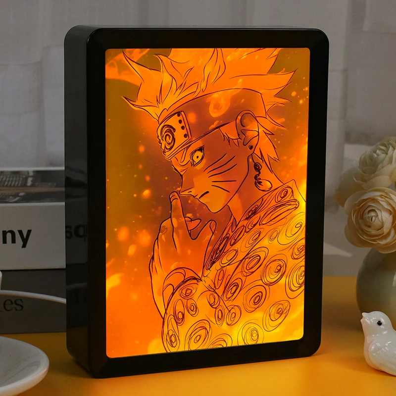 Anime Light Box Gojo Demon Slayer Anime Box Light Shadow Box Frame Art Paper Light Printing 3D Nightlight Gift Item