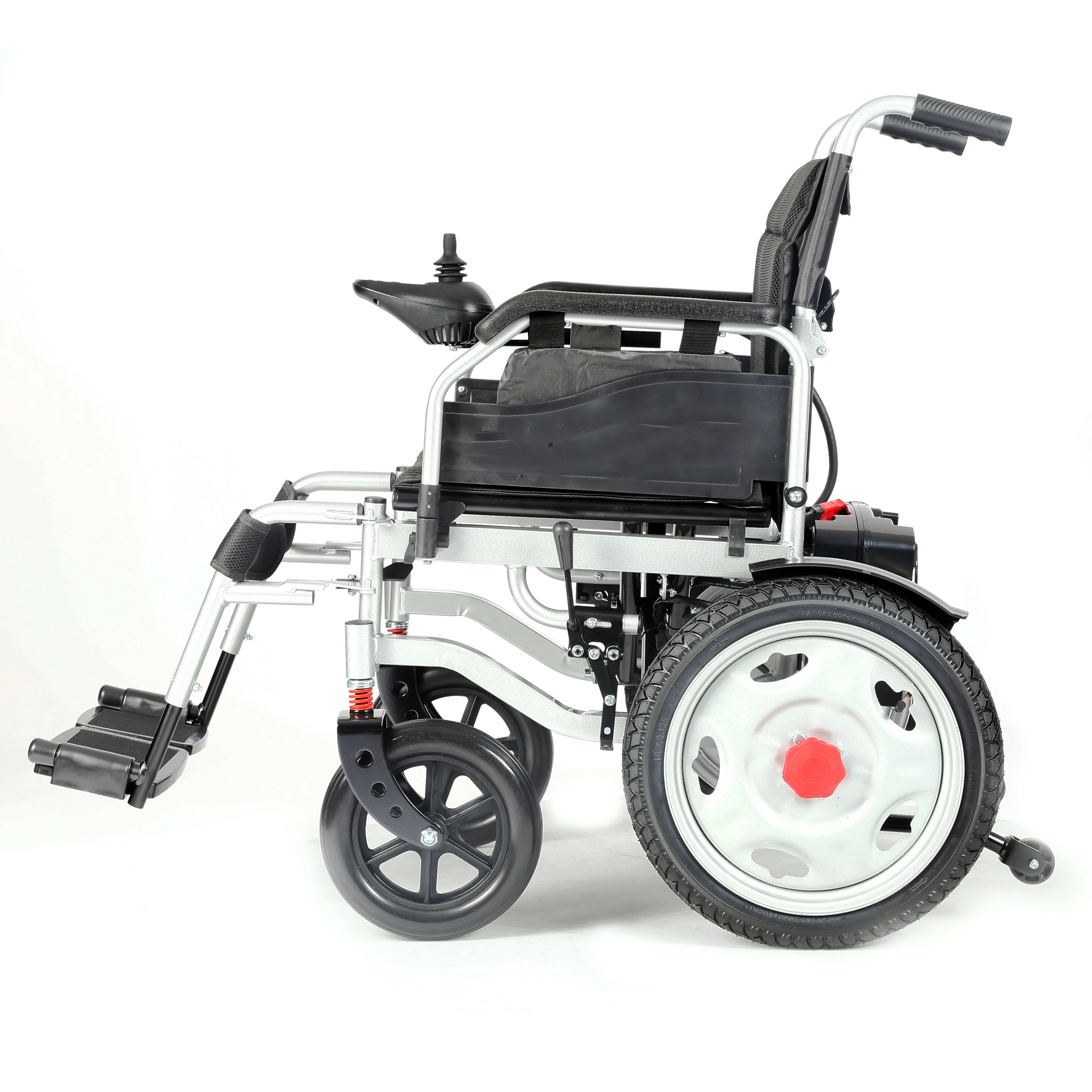 Steel Heavy duty  Basic  Electric Wheelchair with detachable footrest electromagnetic brake