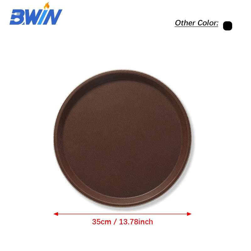 35cm / 13.75 inch Round Serving Trays for Restaurant Non Slip Plastic Fast Food Tray