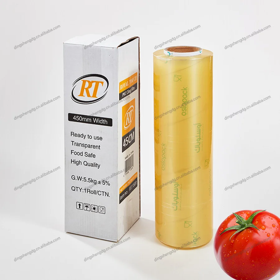 Super PVC Cling Film Food Grade Fresh Keeping Anti-fog Packaging Wrap Roll Cling Film Jumbo Roll for Supermarket Packing Food