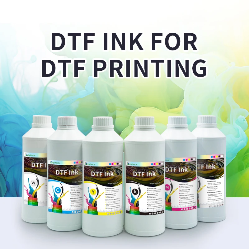 Digitech Hot Sale CMYKW DTF Printing Inks Five Color White Ink Pigment Ink For DTF Printer On Transfer Film