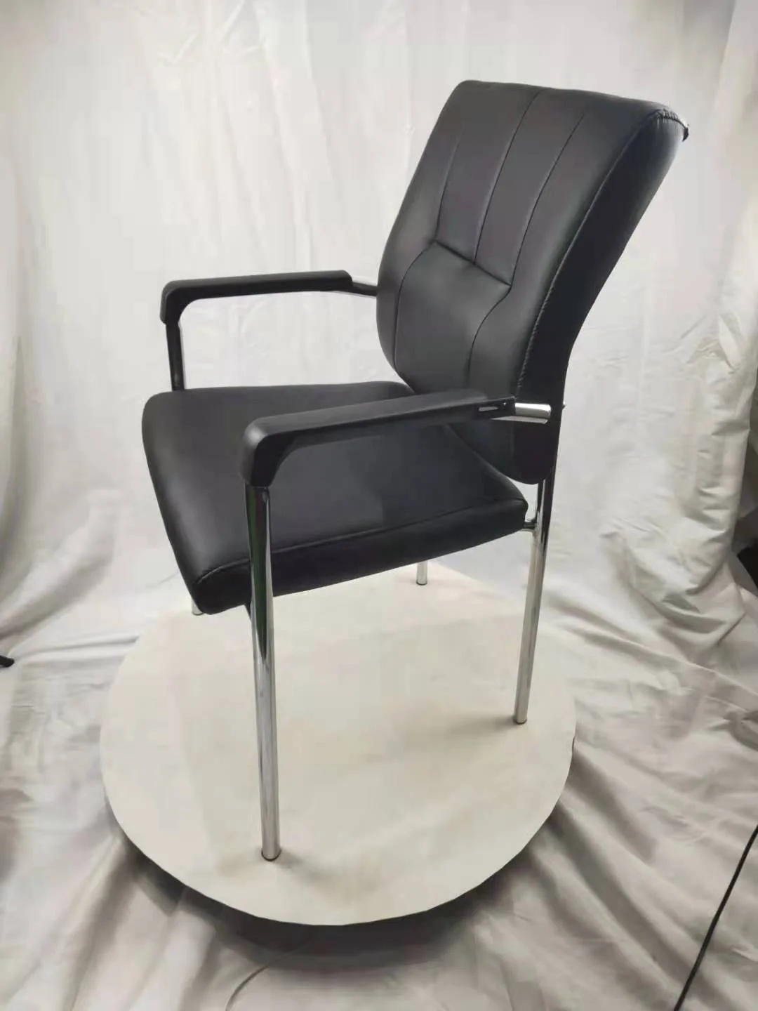 Cheap Black PU leather Visitor Office Guest Chair Conference room chair with armrest Comfortable Executive Chair for sale