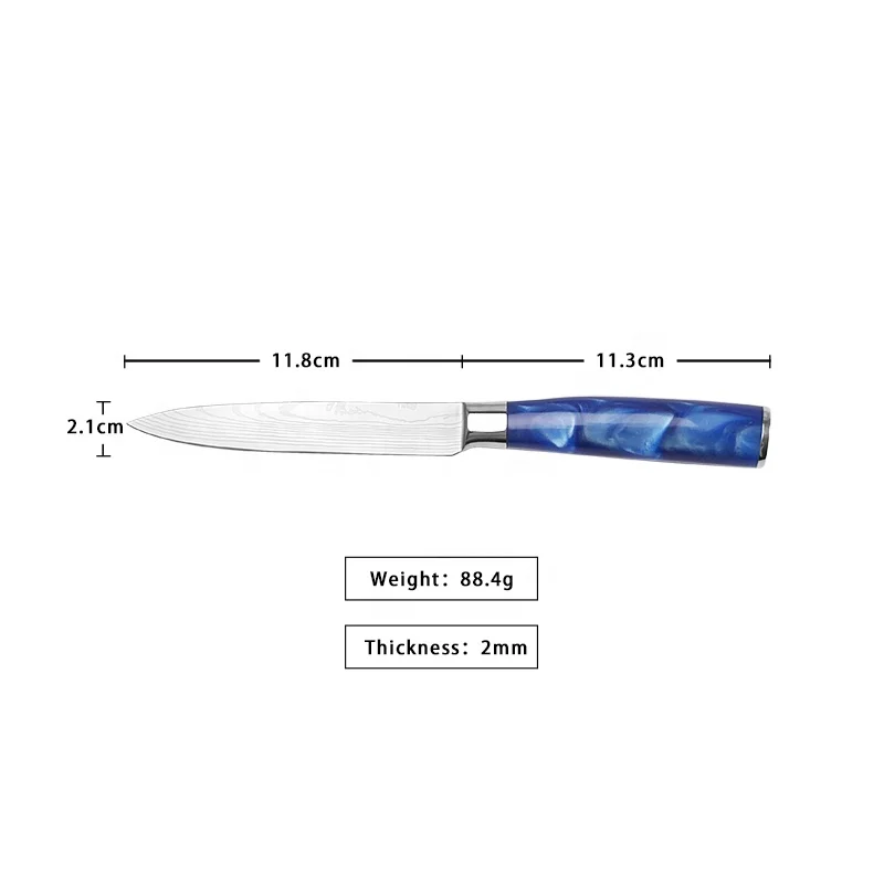Laser damascus pattern blade  5 inch  utility knife kitchen knife for meat vegetable and fruit