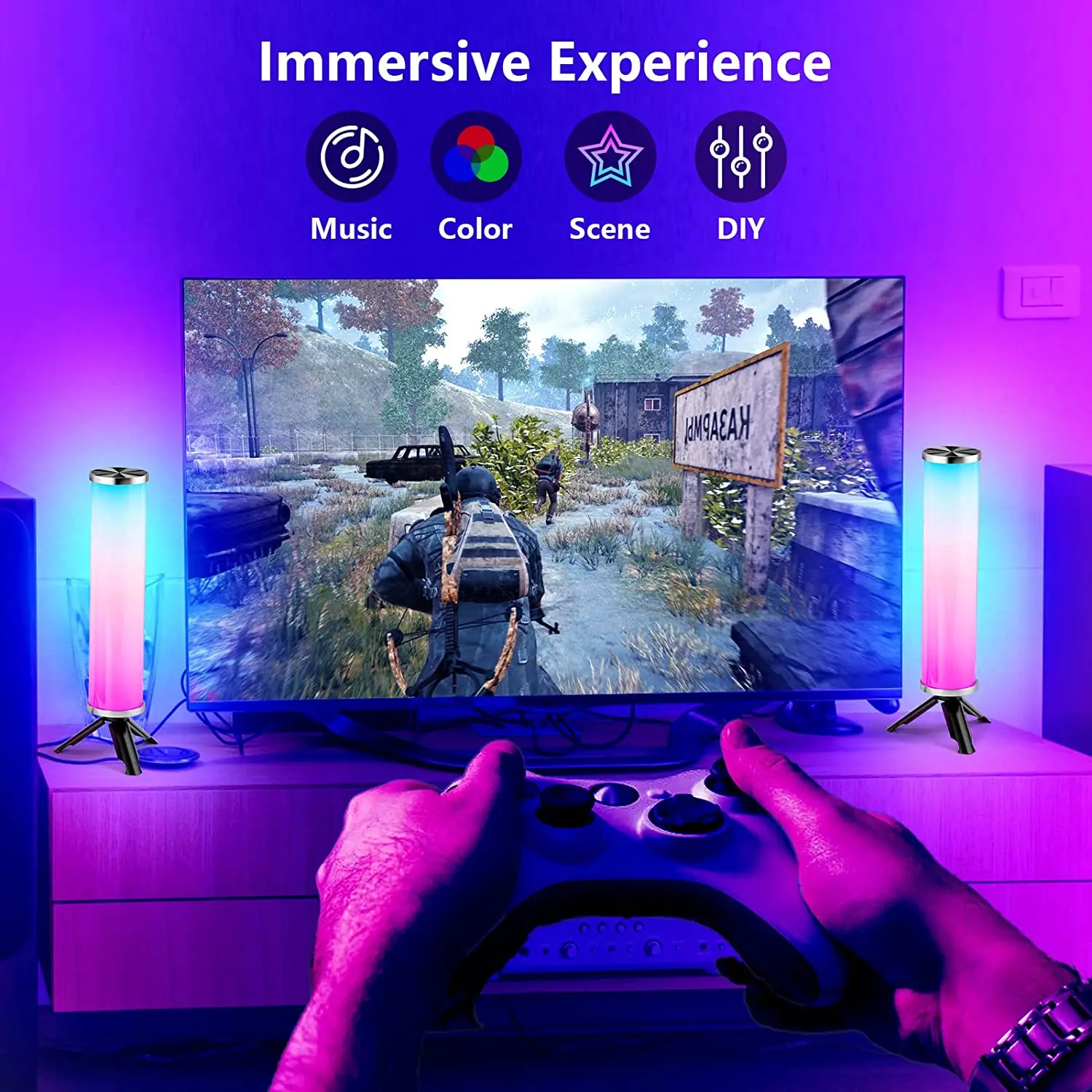 Indoor Tuya Music Sync Modes TV Backlight Multicolor RGB Ambient Lighting Remote Gaming Lights bar Smart led table lamp