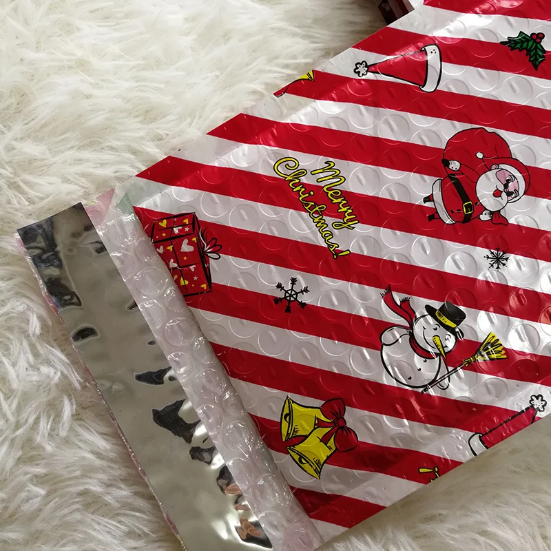Custom Christmas Plastic Envelope Padded Postal Courier Shipping Bag Custom Logo Poly Mailer Mailing Bags Bubble Mailer