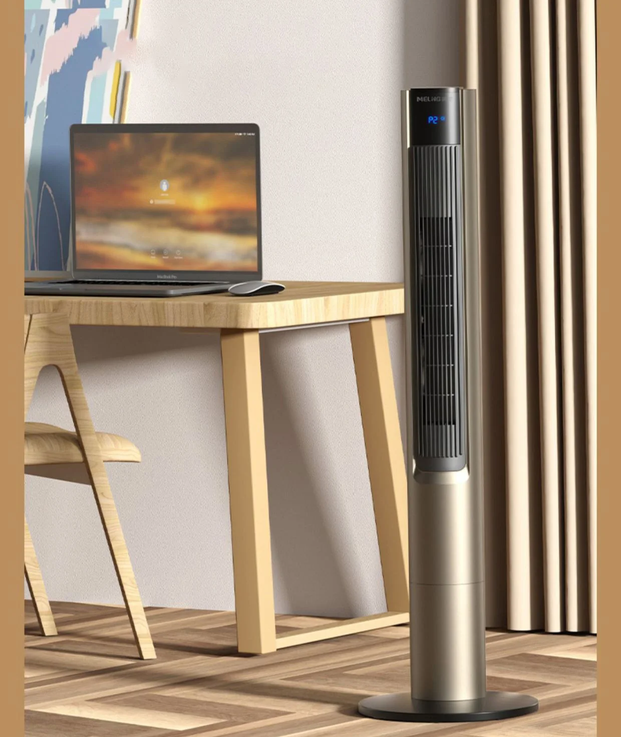 Customize Electric Space Portable Heater  Vertical Tower Fan Ceramic PTC  1100/2200W OEM Indoor knob/remote Control gold white