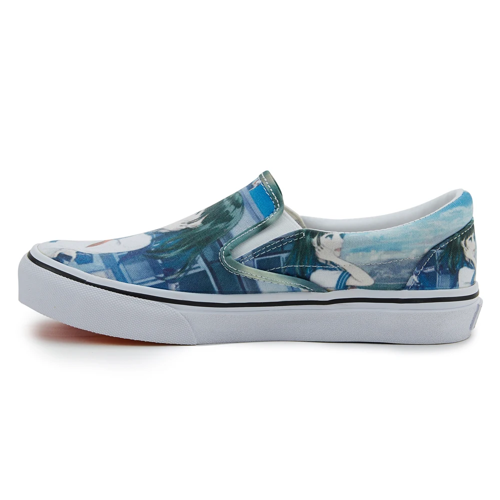 Custom breathable canvas casual lazy sneakers office women slip on shoes