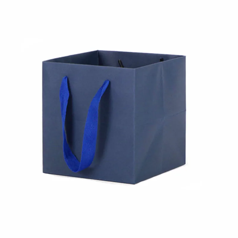 Custom Luxury Flower Paper Bag Big Size Shopping Bags Cake Carry Bag With Square Bottom