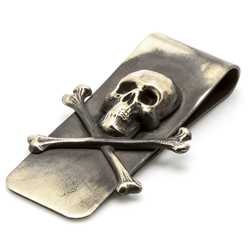 gold men stainless steel skull money clips