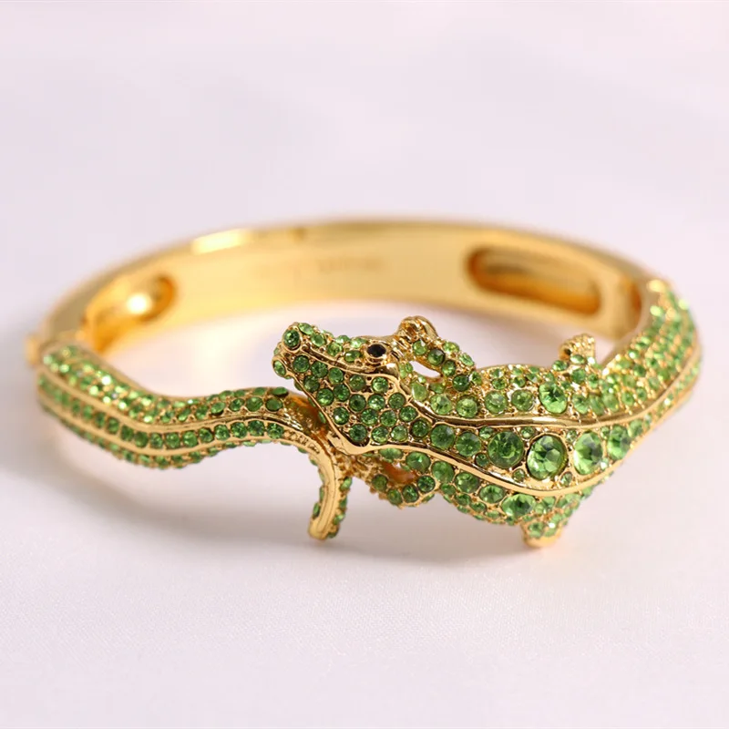 Fashion jewelry full of diamond animal fish full of diamond green lizard crocodile bracelet