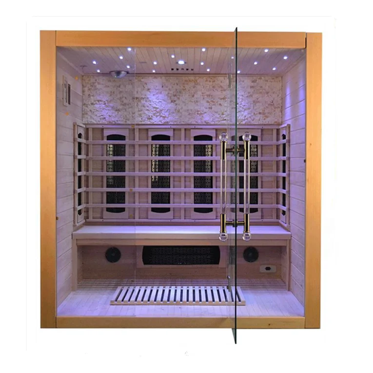 Hot Sale  Big himalayan salt therapy steam sauna room finnish traditional dry wet steam sauna With 7 Color Light