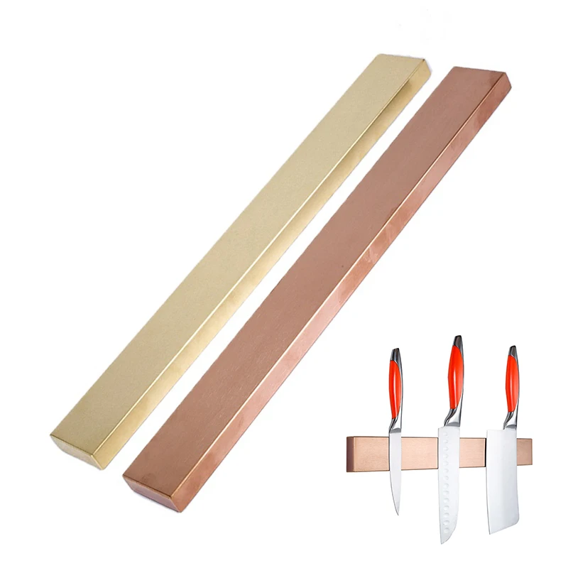 High Quality Golden Plated Magnetic Stainless Steel Knife Bar Wall-Mounted Kitchen Magnetic Knife Holder with Metal Material