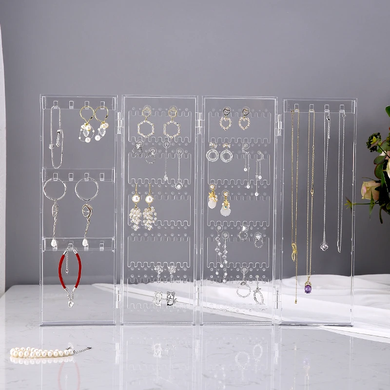 Graphic Design PS foldable screen shape jewelry earrings necklace display holder plastic jewelry hanging storage organizer box