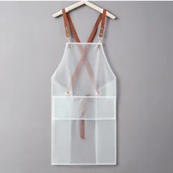 New Fashion Apron Wholesale Waterproof And Oil-proof Suspenders Overalls Household Kitchen Apron TPU Coveralls Custom Logo