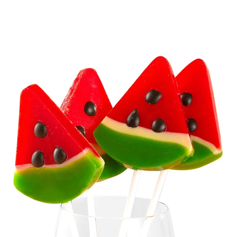 HALAL Fruit Watermelon Slices shaped Hard Lollipop Sweets Candy