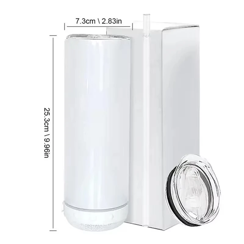 20oz Sublimation Straight Tumbler With Blue tooth Speaker Stainless Steel Vacuum Insulated Wireless Speaker Music Cup