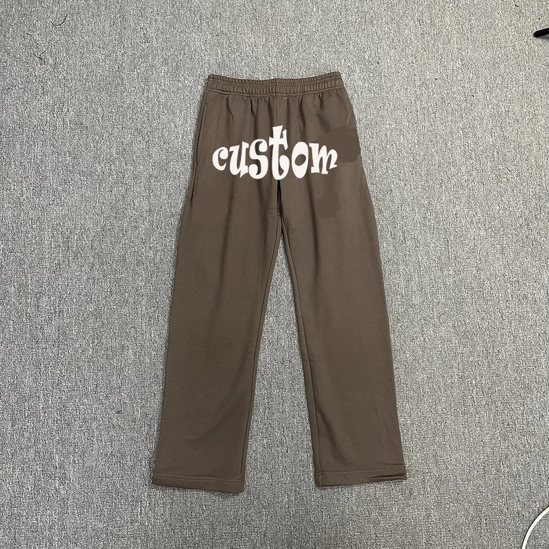 Wholesale Cotton Elastic Waist Embroidery Sweatpants Custom Oversized Pants French Terry Print Solid Color Flare Sweatpants Men