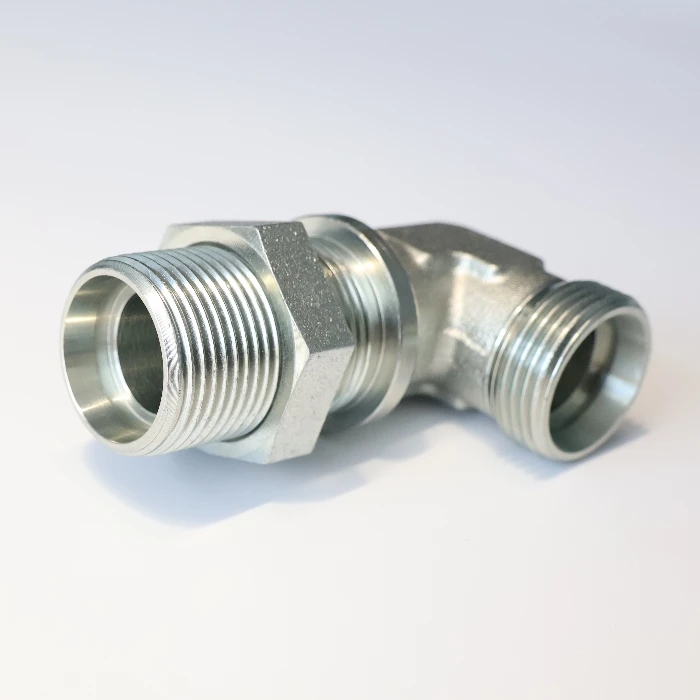Bulkhead Fitiing Carbon Steel 90 Deg Elbow Metric Male 24Deg Elbow Bulkhead Hydraulic Fitting