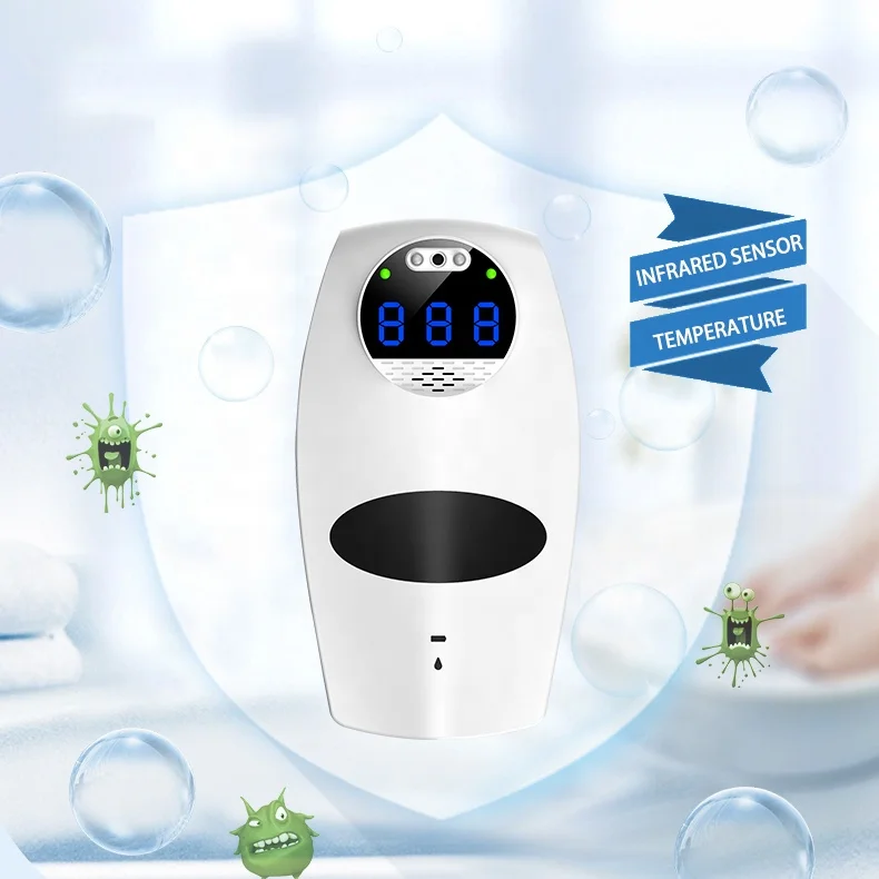 automatic foam hand sanitizer liquid soap dispenser with Forehead Touchless Digital Infrared Thermometer for Commercial Use