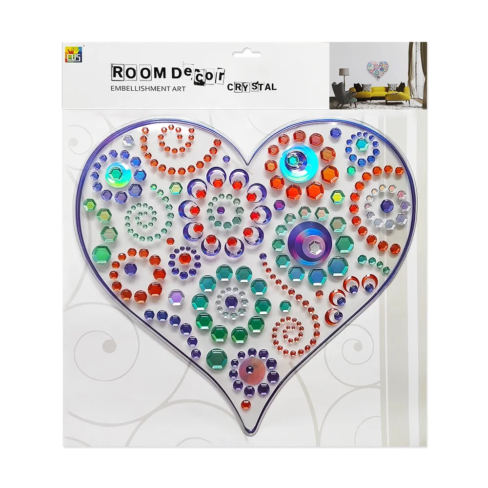 Love Heart Shape Pop Up Embossed Diamond Wall Sticker for Home and Room Decoration