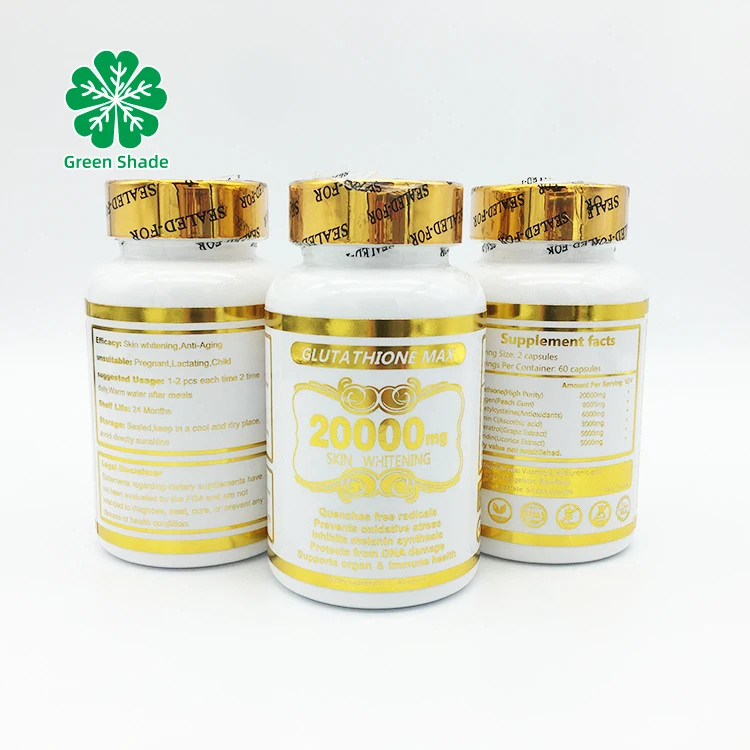 Customize Your Logo High Purity Glutathione Powder Collagen Pills 20000mg L-glutathione Skin Whitening Capsule