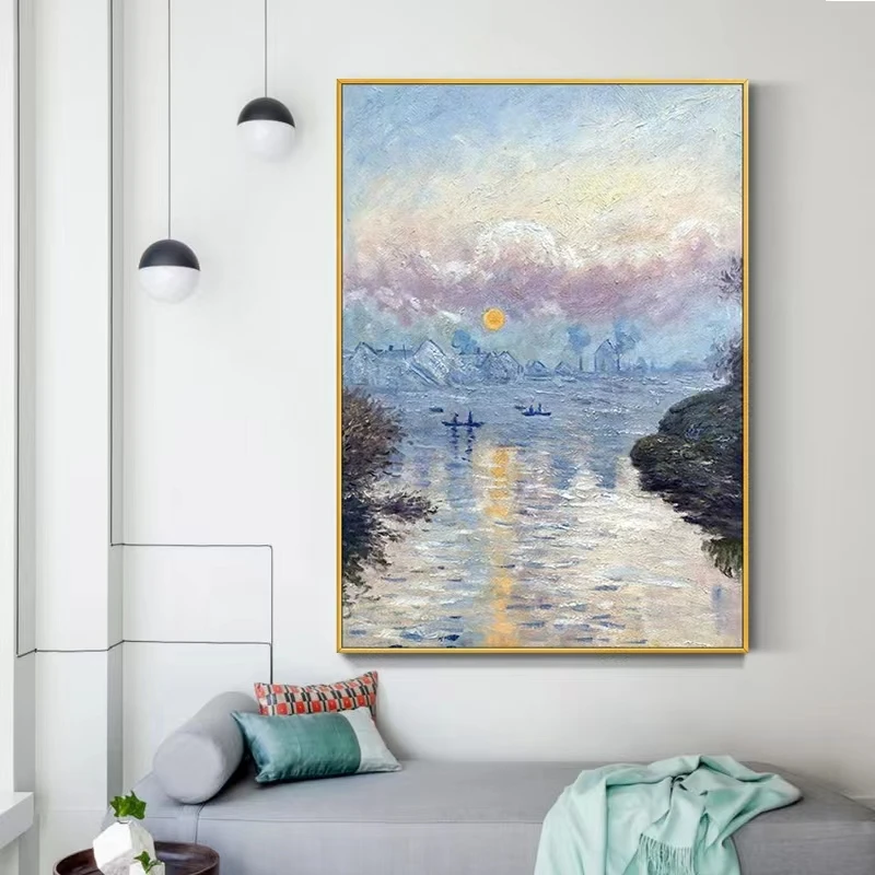 Famous Artist Handmade Sunset Impression Canvas Painting painting for Wall decor
