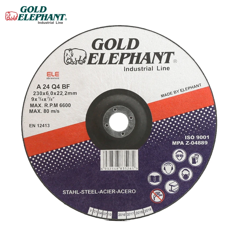 Gold Elephant 9 inch grinding wheel 230x6.0x22.2mm resin grinding disc for all metal grinding