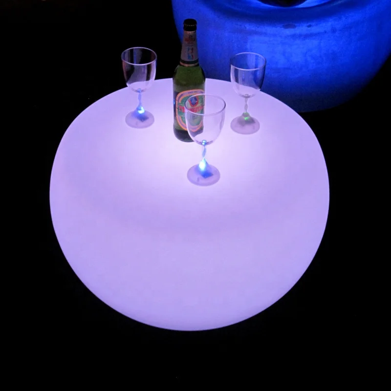 Glowing Colorful LED Light round Coffee Table Short Bar Table Apartment Club Restaurant Home Lounge Night Club