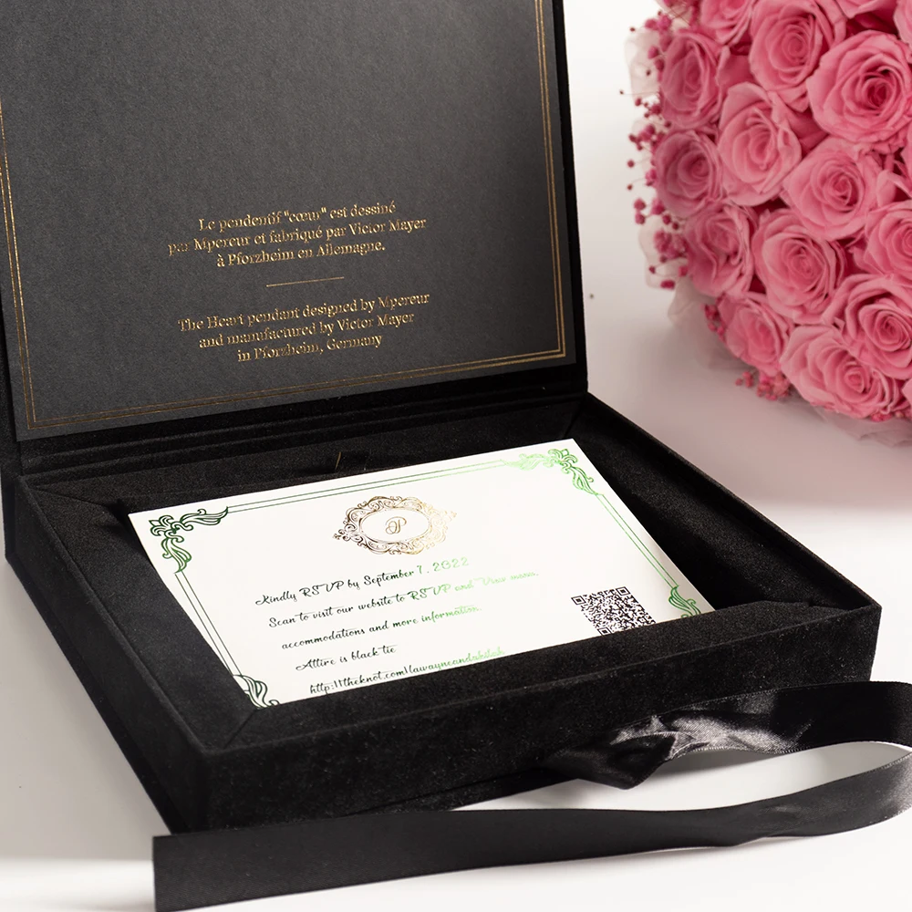 Wholesale Custom Cardboard Flip Open Book Shape Wedding Photo Album Box Velvet Shadow Photo Frame Packaging Box With Ribbon