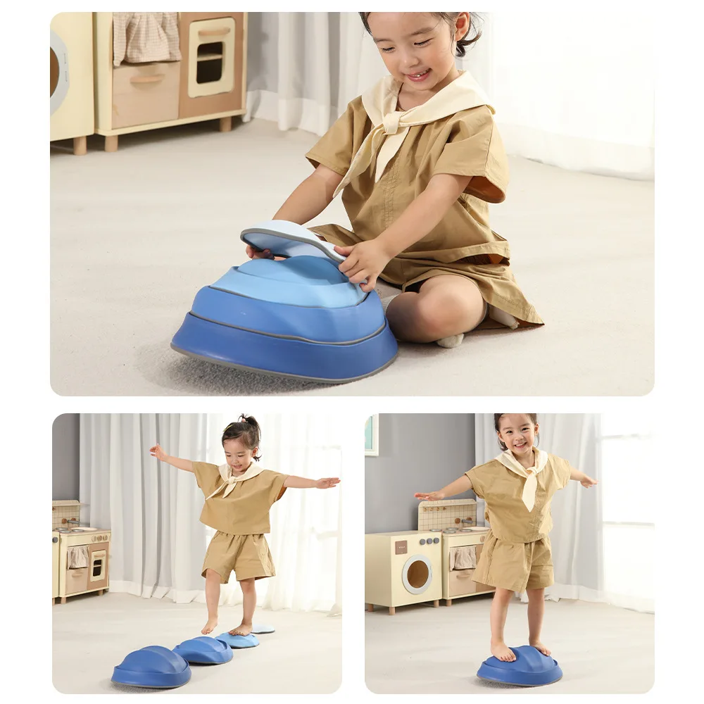 Kids Balance Stepping Stones 4pcs Anti-Slip Obstacle Course Sensory Training Equipment Sensory Toys for Autistic Children