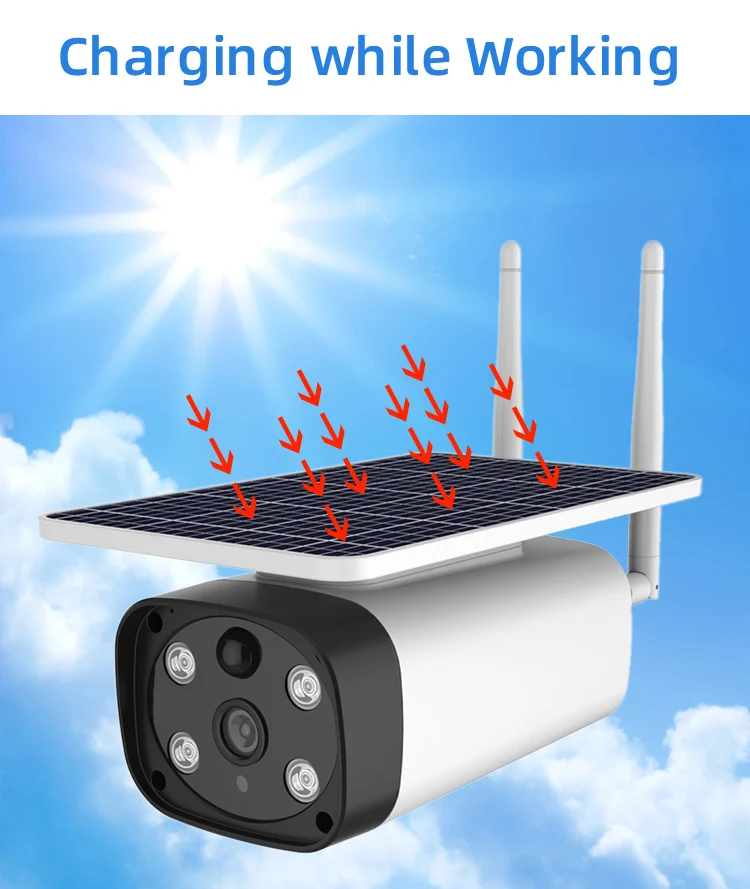 2MP CCTV Camera Solar Battery Powered Video Surveillance Wifi IP Outdoor Cameras