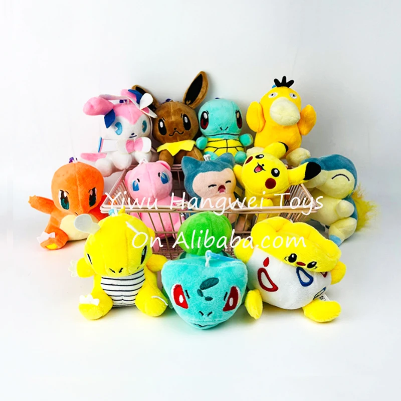 Factory Wholesale High Quality 4 Inch Pokemones Plush Toy Pikachu Doll Stuffed Animals Pendant