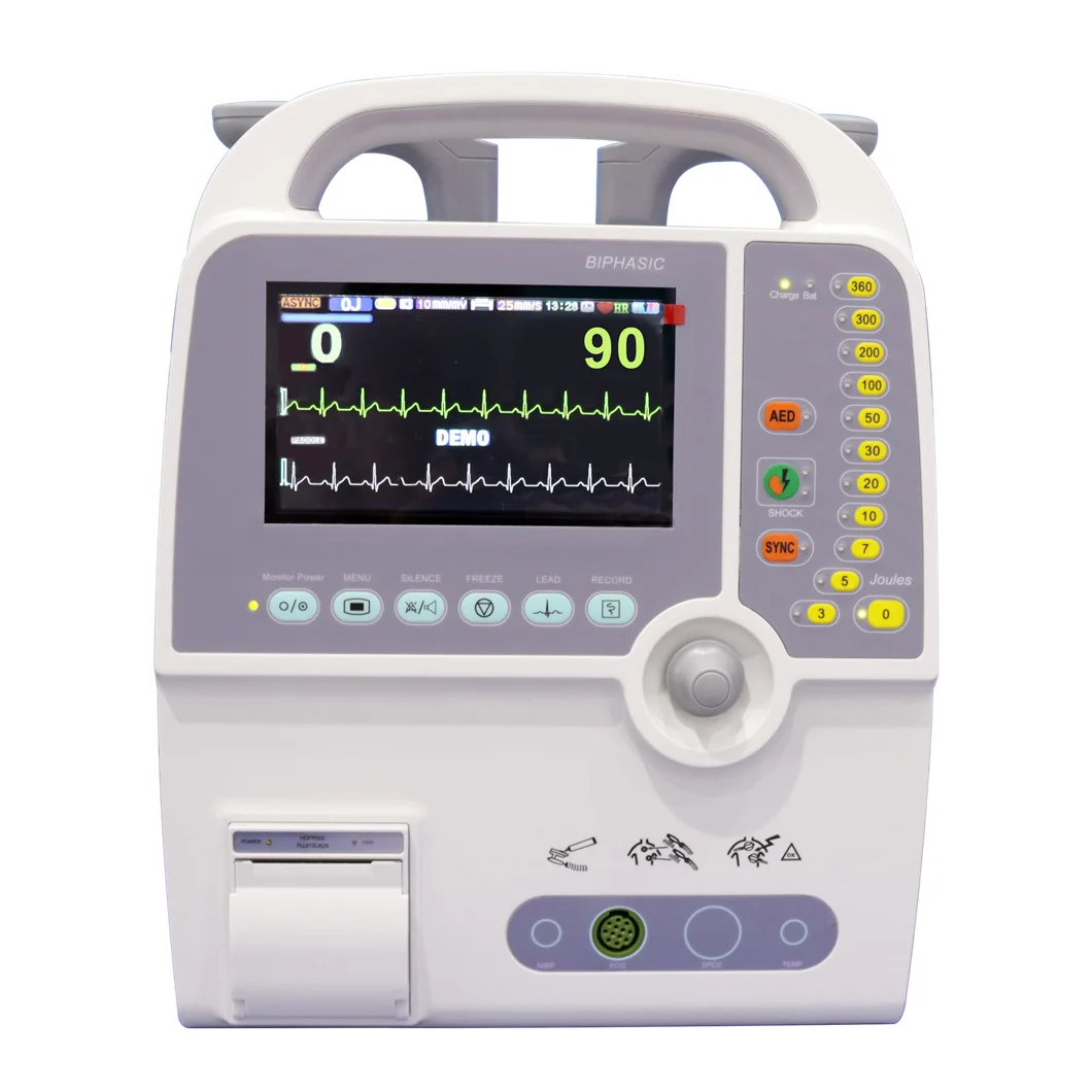 HC-8000D Portable Biphasic Emergency Cardiac External Defibrillator Monitor With Li-ion Battery