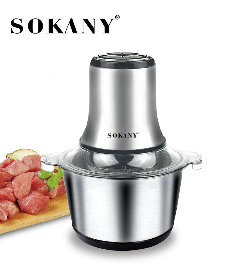 Мясорубка Sokany из нержавеющей стали л, измельчитель для продуктов, электрический кухонный комбайн, мясорубка