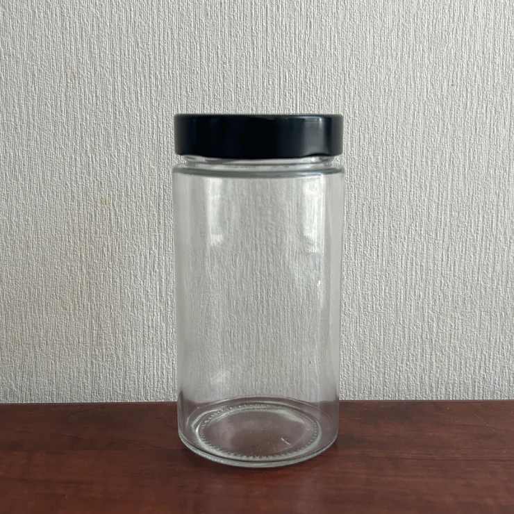 500 ml Large Spice Honey Pickle Preserving Bottle Cylindrical Marmalade Glass Jar With Black Top Lid