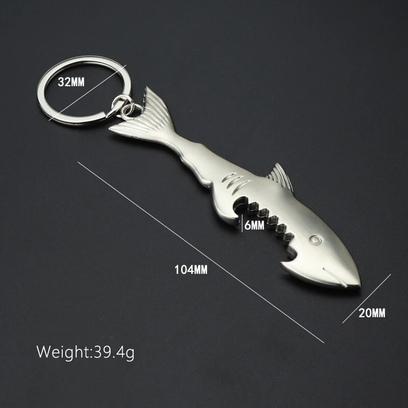 hot sales  alloy metal Creative shark bottle opener fish keychain for promotion