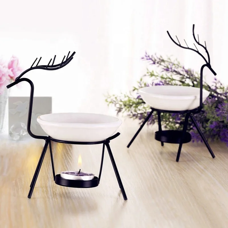Creative Deer Oil Burner Wax Melt Iron Oil Burner Candle Aromatherapy Oil Lamp Decorations Aroma Furna Living Room Burner