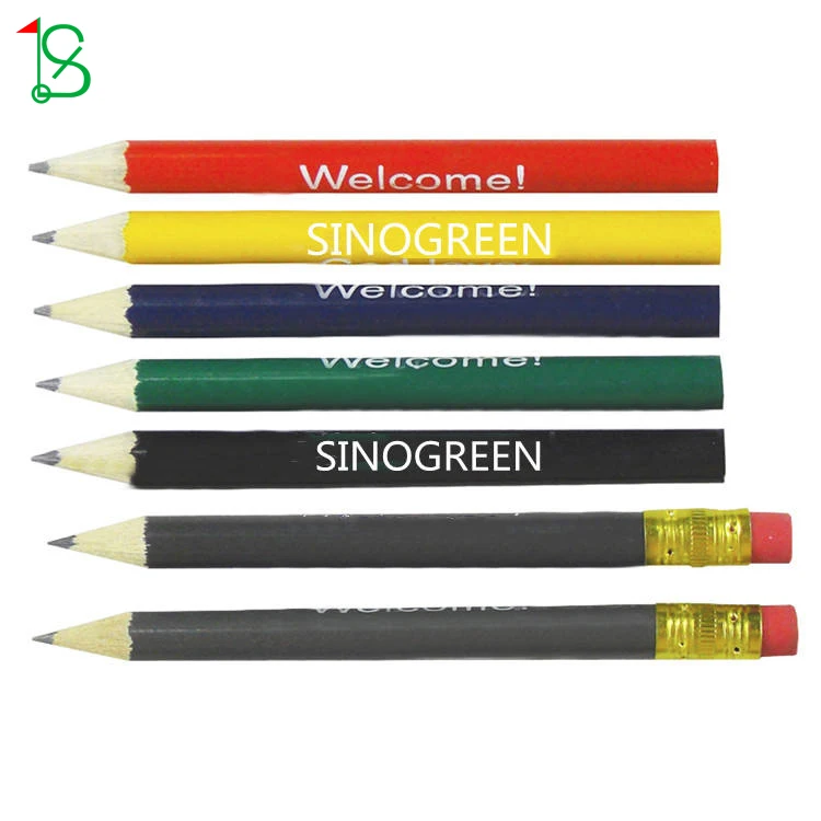 Custom Printing Logo Mini Colored Pencil Hex Bulk High Quality Golf Pencils with Erasers