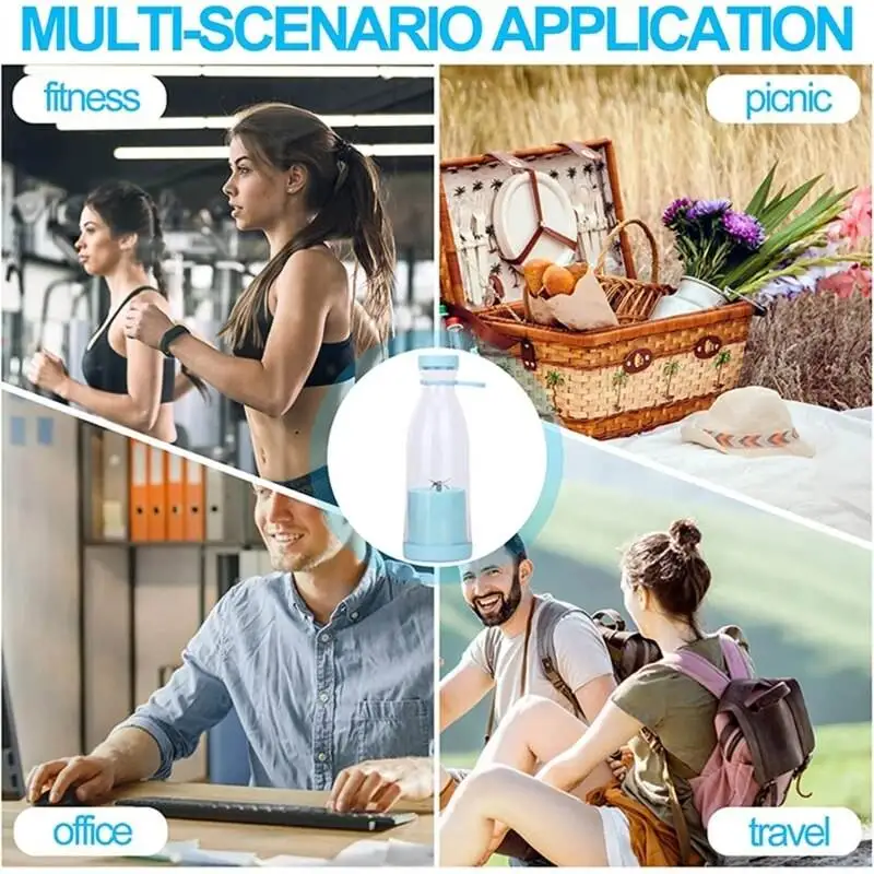 Rechargeable Smoothie Mixer Extractor Electric Fruit Juice Bottle Mini Portable Fresh Juicer Blender Personal Travel Sports Car