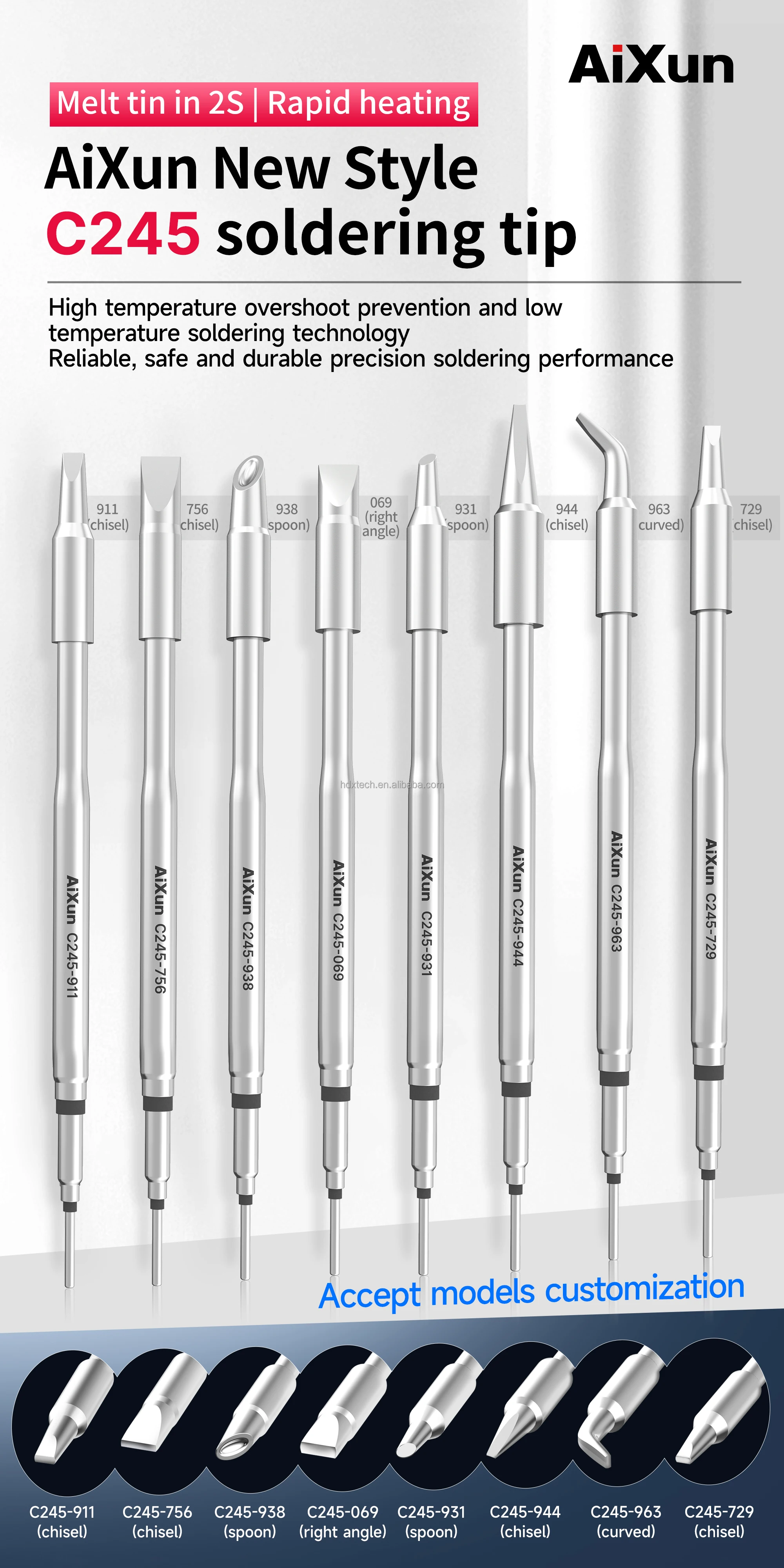 C210C245 series soldering iron replacement soldering tip for c210 soldering iron station welding rework station source of supply