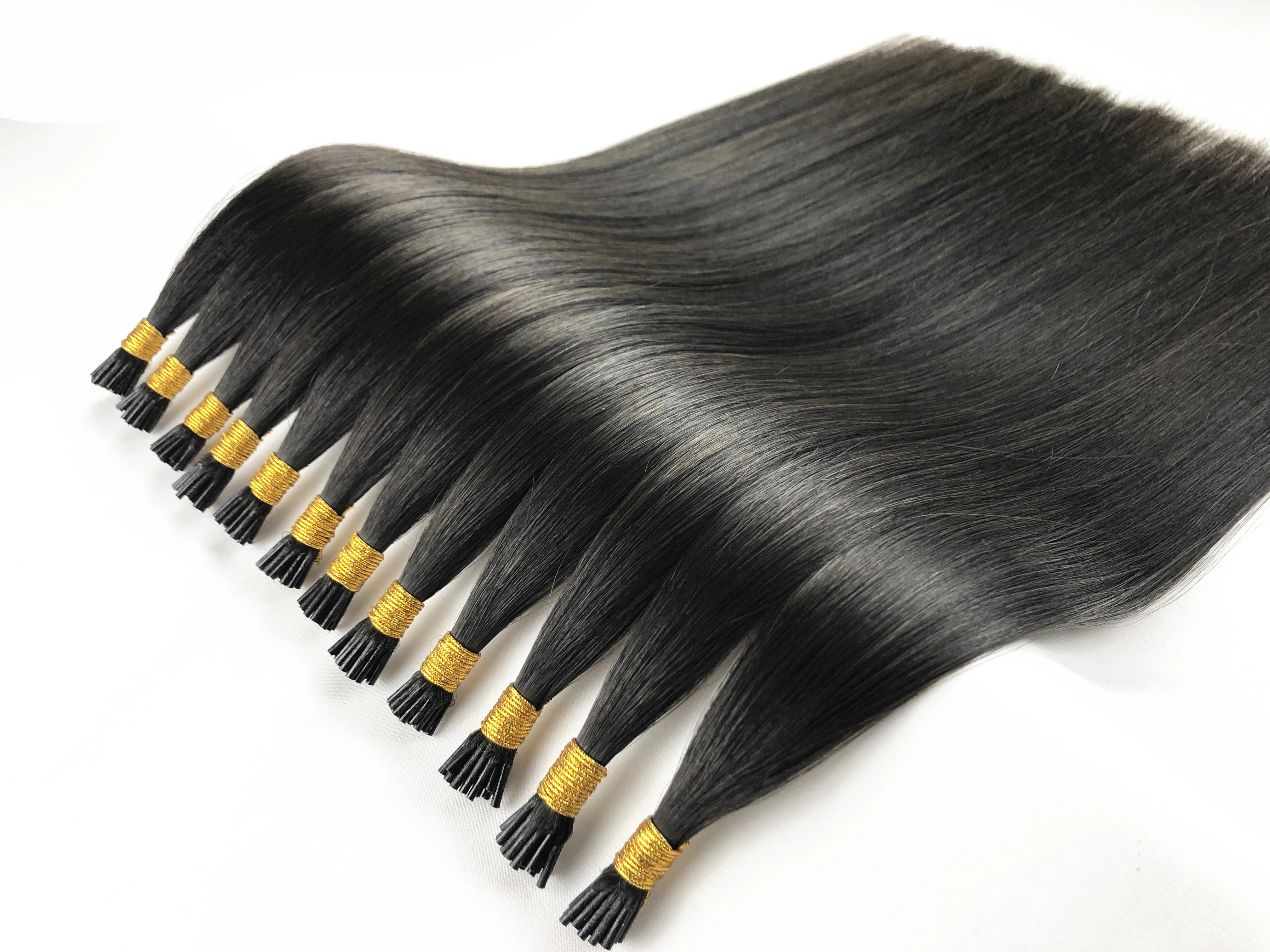 Wholesale I-tip Hair Extensions Real Virgin Cuticle Aligned Silver Gray 100% Human Hair Extensions I Tip for Women