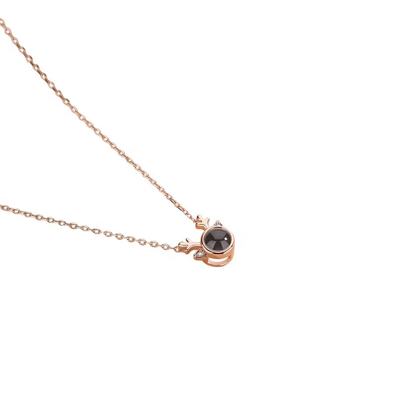 
S925 sterling silver antler projection 100 kinds of I love you language necklace clavicle chain jewelry Christmas gift 