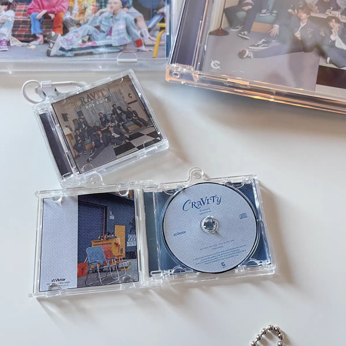 Huandao Custom Mini Cd Case Acrylic Keychain Cd Nfc Cd Keychain Kpop Vinyl Record Disc KPOP Lyrics Keychain