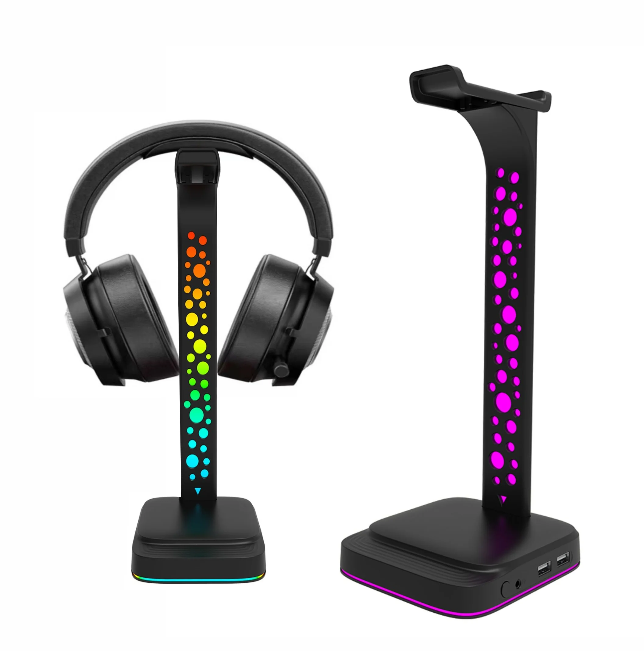 2022 NEW RGB Headphones Stand with 3.5mm AUX and 2 USB Ports Headphone Holder for Gamers Gaming PC Accessories