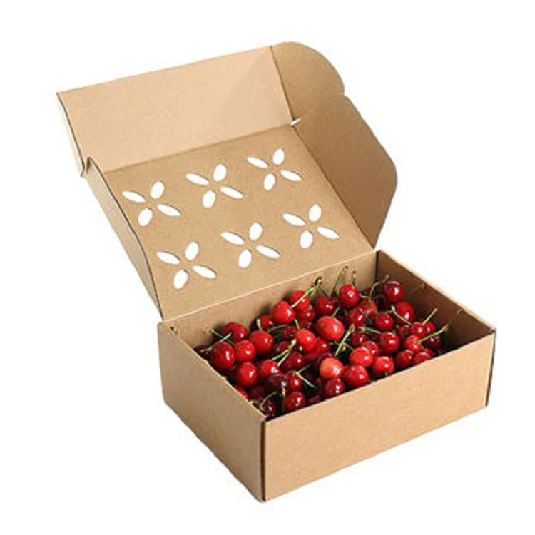 Fruit Cherry Packaging Custom Kraft Brown Eco-Friendly Foldable Box