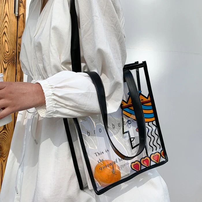 Manufacturer Clear PVC Hand Beach Shoulder Bag Waterproof  Souvenir PVC Shopping Tote Bags