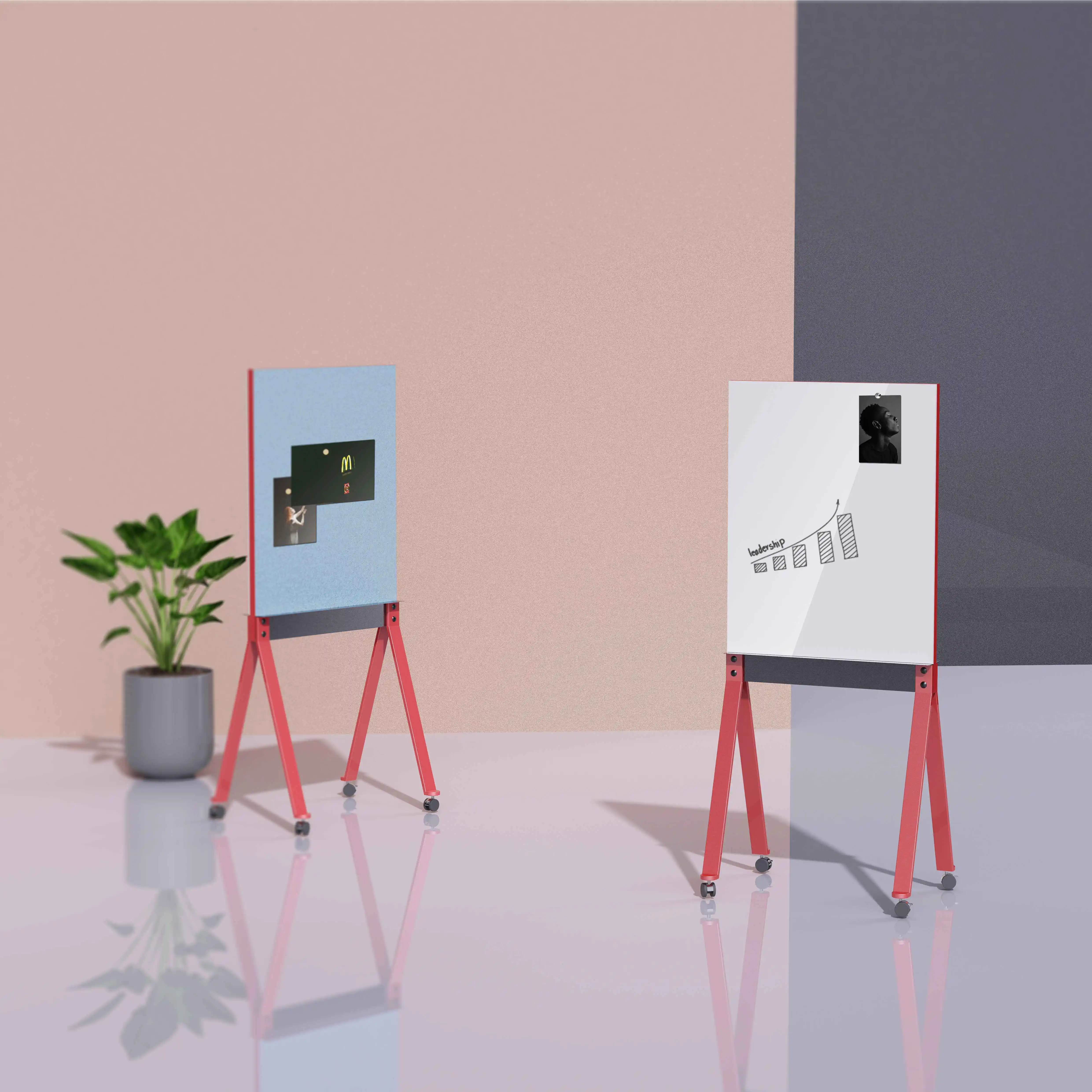 Double writing Board with four foot Dry erase Board with pentray