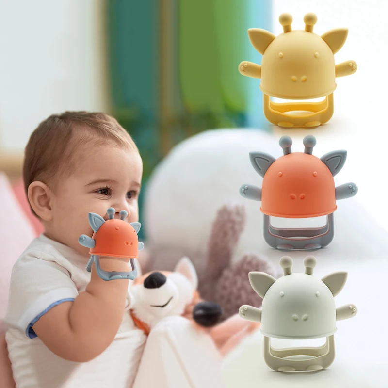 Customized food-grade sensory autistic children anti-unknowing teething gloves chew toys small wrist silicone teether