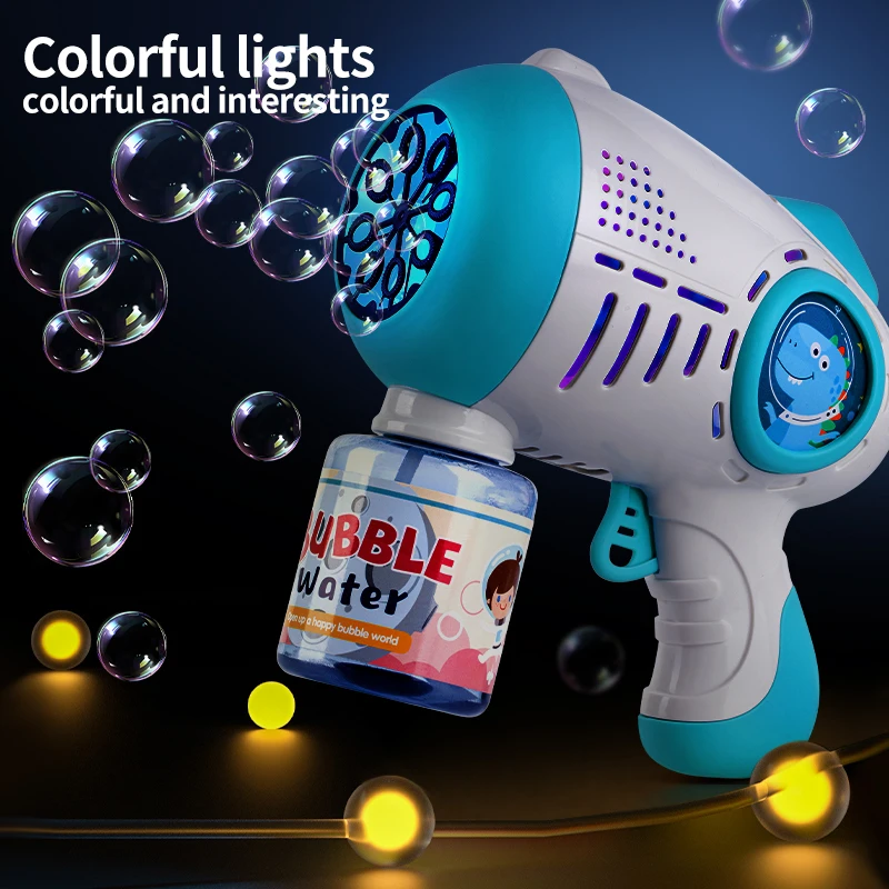 2023 New summer outdoor hot sale bazooka bubble gun with light multi-bubble automatic bubble guns toys for kid
