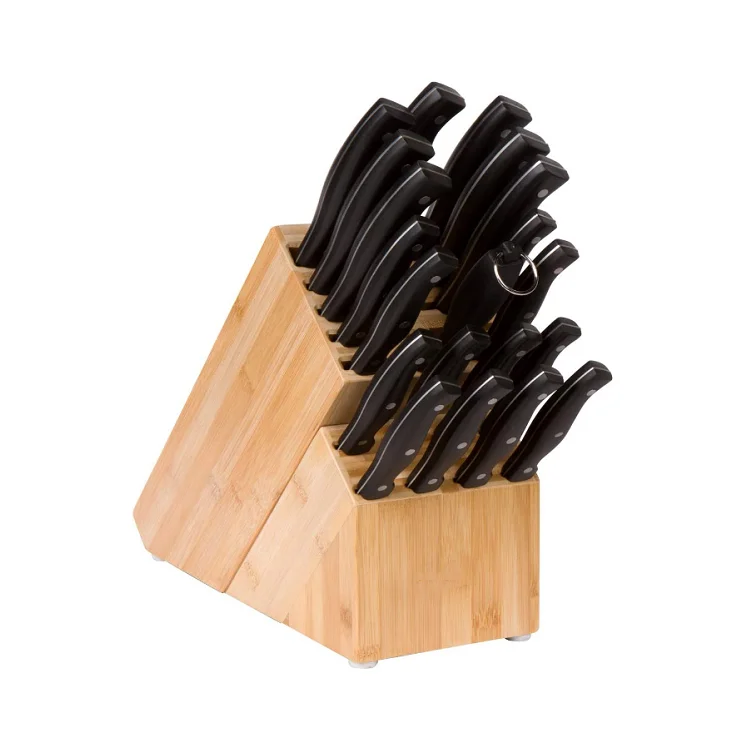 Custom 20 slot universal knife block without knives countertop bamboo knife block holder